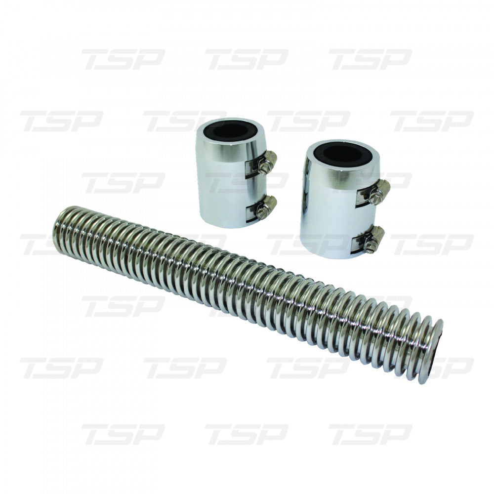 TSP POLISHED STAINLESS STEEL 12" FLEXIBLE RADIATOR HOSE KIT #SP7351