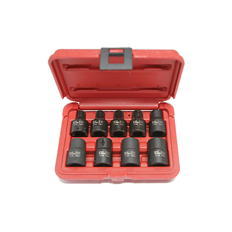 T&E Tools 9Pc 1/2" Dr. Torx-R E-Series Impact Socket Set