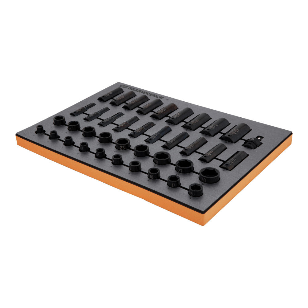 GEARWRENCH 39Pc 1/2in. Drive Metric Impact Socket Set In EVA Tray