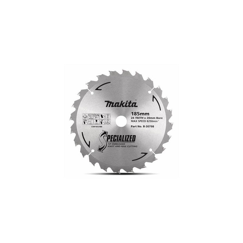 Makita Saw Blade TCT 185x20mm 24T WD/NAIL