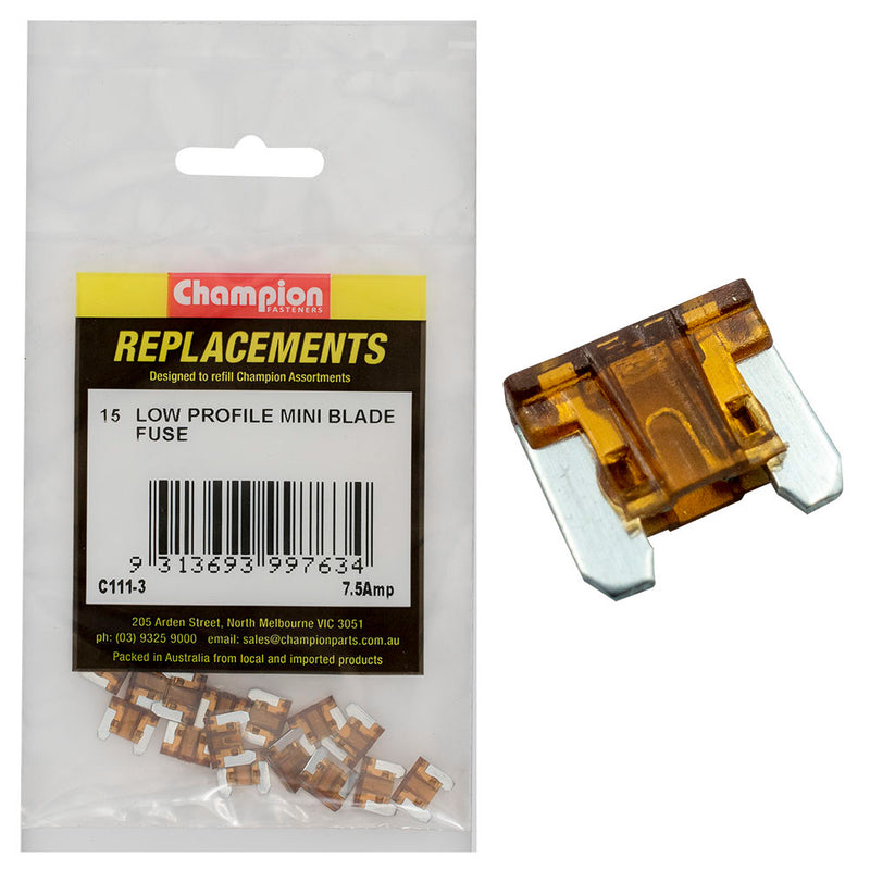 Champion 7.5Amp Low Profile Mini Blade Fuse (Brown