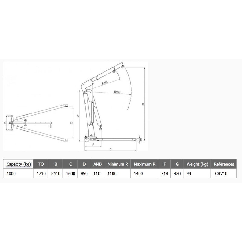 Mega 1T Folding Engine Crane