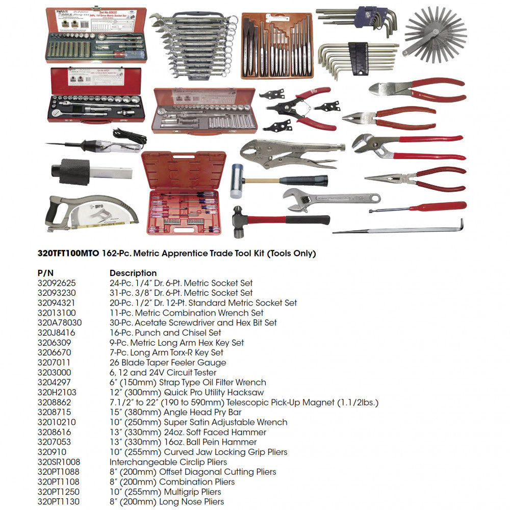 T&E Tools 162-Pc. Metric Apprentice Trade Tool Kit (Tools Only)