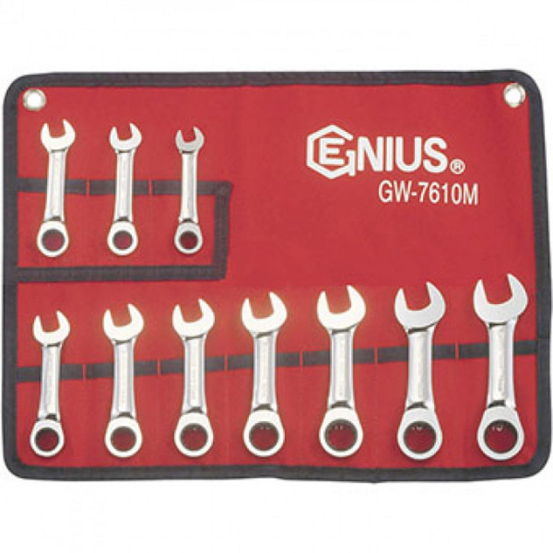 Genius 10Pc Metric Stubby Gear Wrench Set