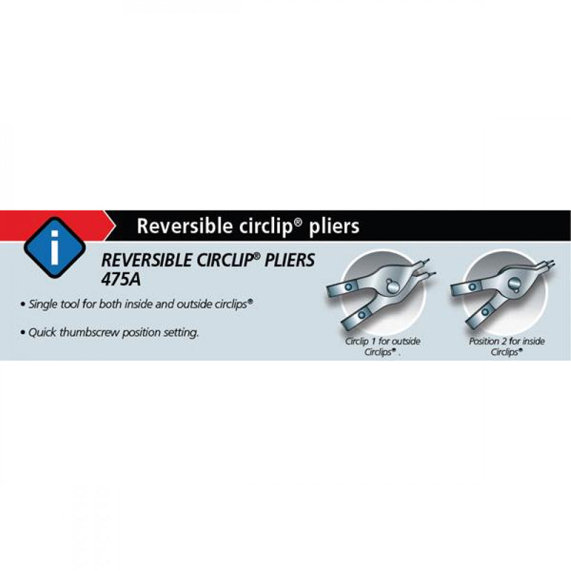 Plier Circlip Reversable 1.0mm Pin 10-22mm Ext & 7-17mm Int Facom 475A.15