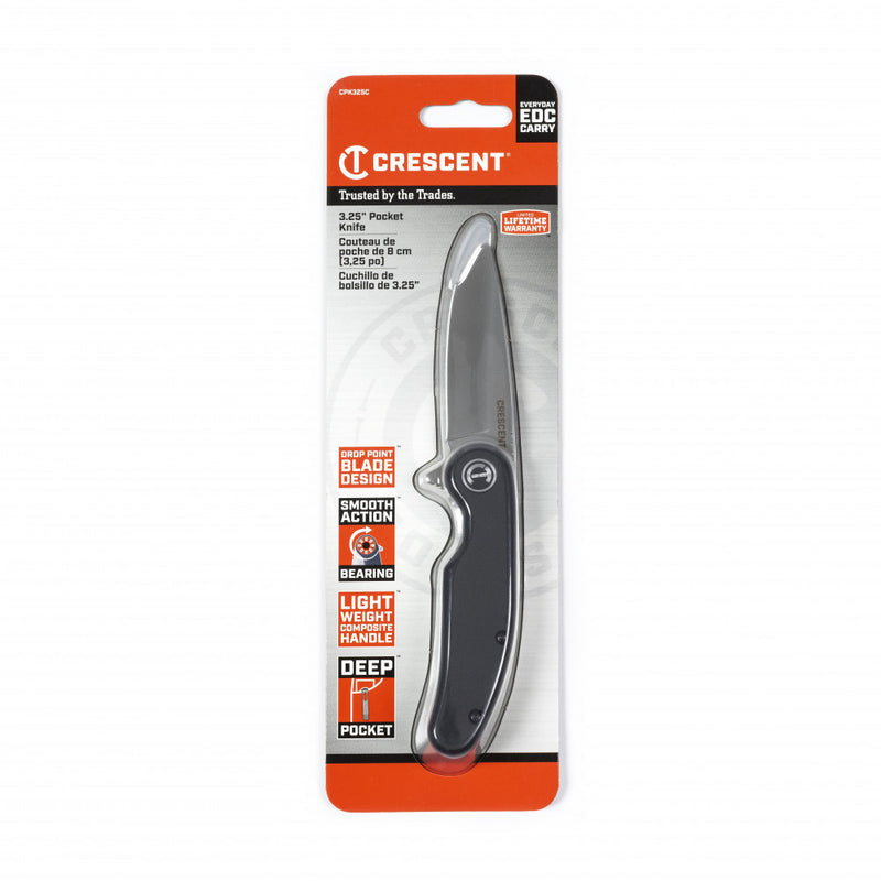 CRESCENT 3-1/4" Drop Point Composite Handle Pocket Knife