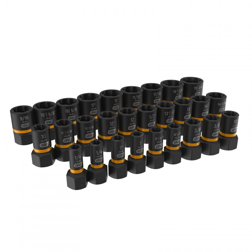 GEARWRENCH 28 Pc. 1/4" & 3/8" Drive Bolt Biter™ Impact Extraction Socket Set