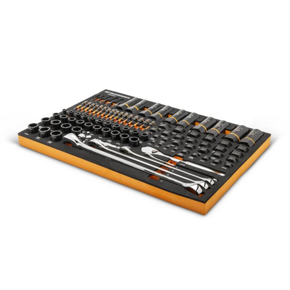 GearWrench 97Pc 1/4 3/8 & 1/2in. Drive Bolt Biter Mechanics Tool Set In EVA Tray