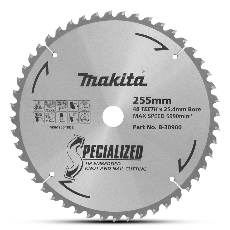 Makita Saw Blade TCT 255x25mm 48T WD/NAIL