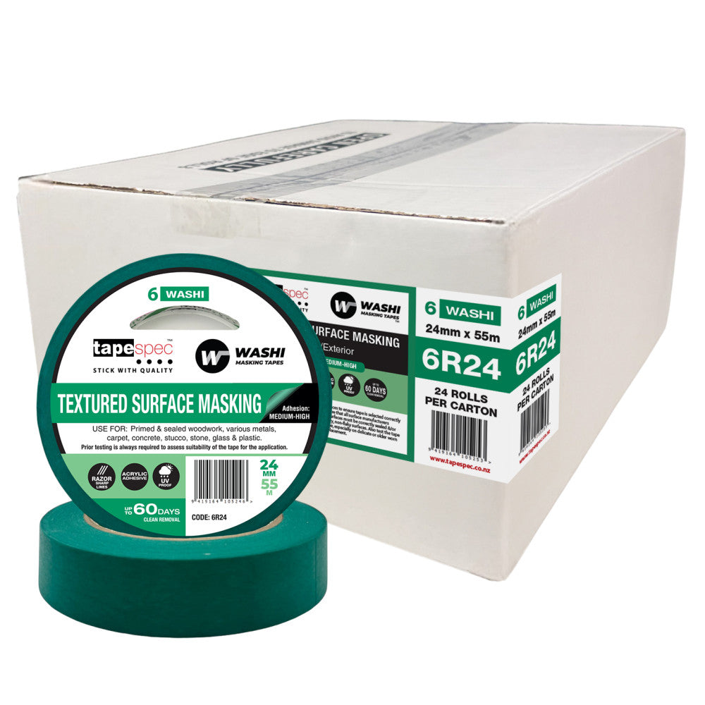 No.6 Green Textured Masking Tape - 24mm x 55m
