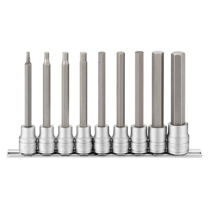 Teng 9Pc 3/8in Dr. Long Hex Bit Socket Set - 3-12M