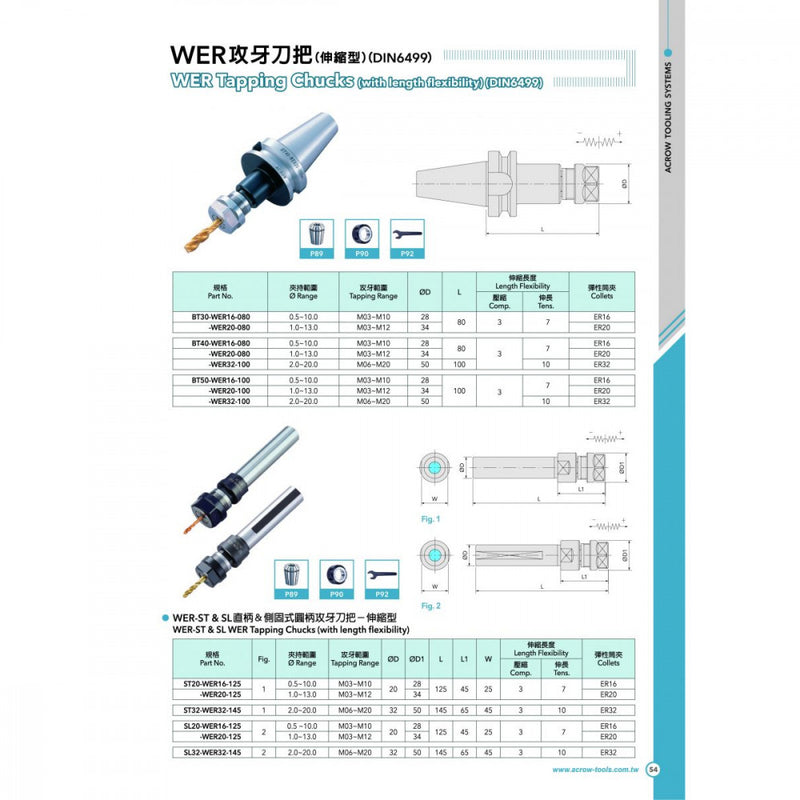 MT3-WER20 Tapping Chuck  ER20 M3-M16