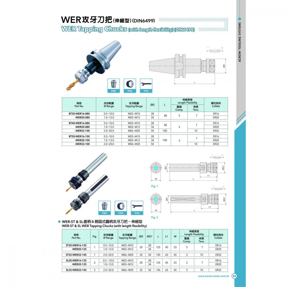 BT40 TER32 Floating Tap Holder (M3 - M22) 105mm Long 50mm Dia Nut