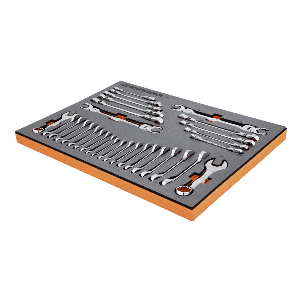 GEARWRENCH 31Pc SAE/Metric Stubby & Flex Flare Nut Wrench Set In EVA Tray