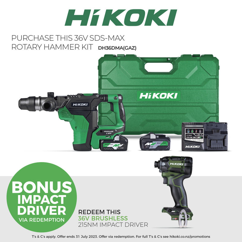 HiKOKI 36v 40mm SDS-Max Brushless Rotary Hammer Kit - DH36DMA(GAZ)