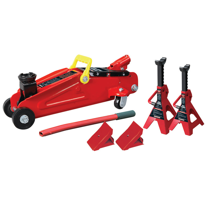 Powerbuilt 2.2Ton / 2000Kg Jack - Axle Stand & Wheel Chock Combo