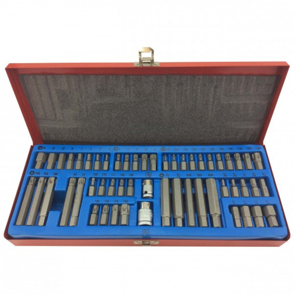 Rico Mechanics Bit Set Long + Short Hex, Spline & Star 3/8" & 1/2" Dr 54Pce
