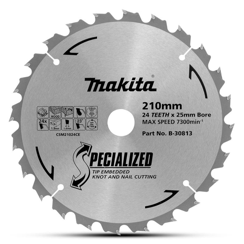 Makita Saw Blade TCT 210x25mm 24T WD/NAIL