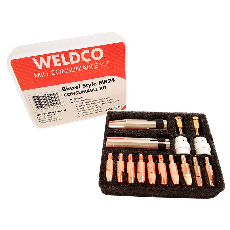 Weldco Consumable Binzel Style 16Pc MB24 250AMP