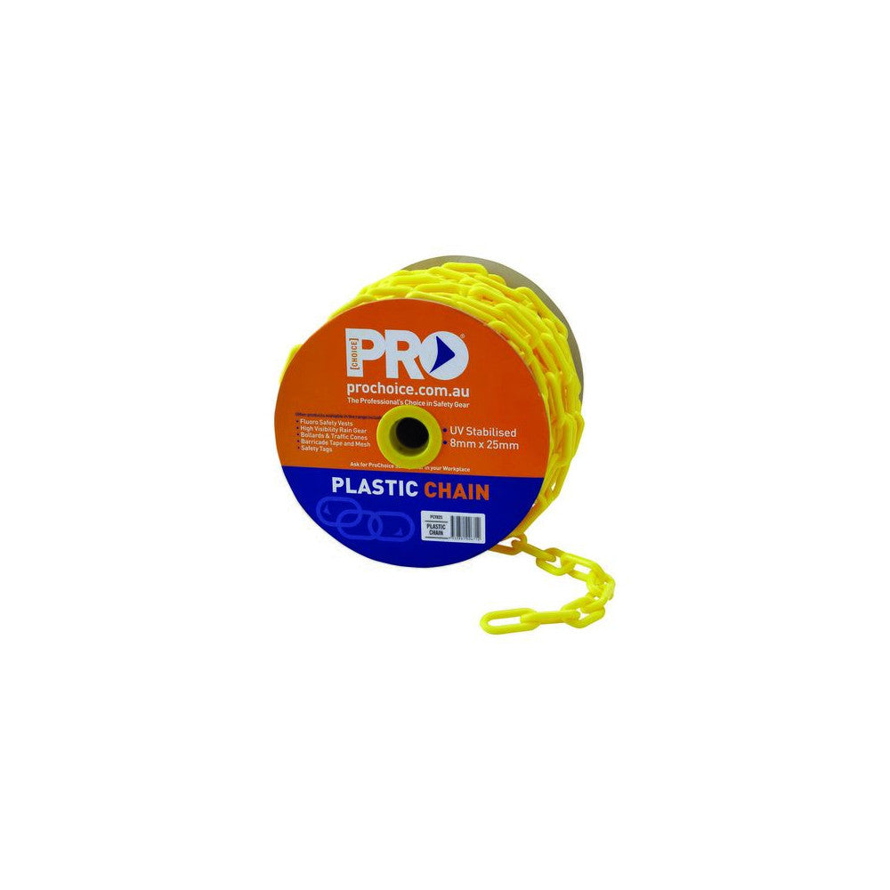Plastic Safety Chain Yellow 8mm x 25m