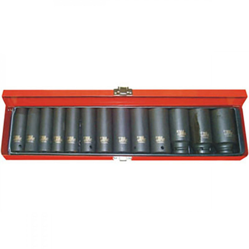 T&E Tools 1/2" Drive 11-30mm 6Pt Deep Impact Socket Set