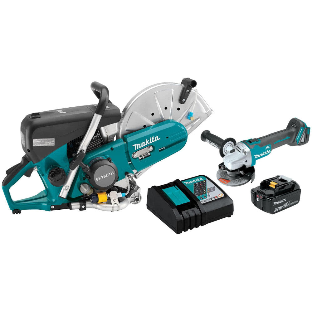 Makita 75.6cc MM4355mm Power Cutter & 18V LXT Angle Grinder Kit