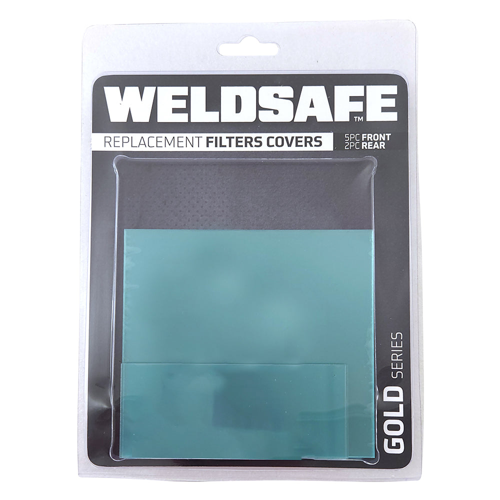 Weldsafe 7pc Welding Helmet Replacement Filter Covers Set - Gold & Silver