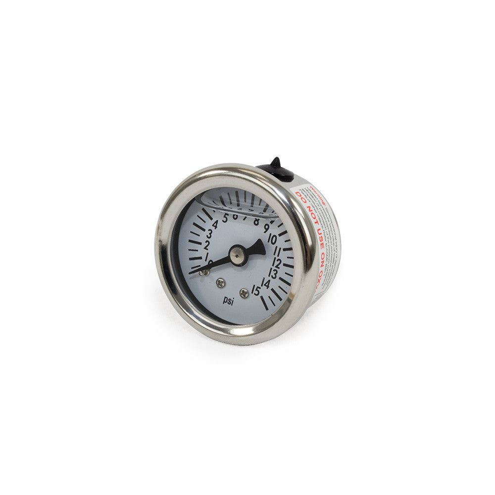 TSP Gauge Fuel Pressure 0-15psi -Liquid Filled- Chrome - White Face Each#TSP1017