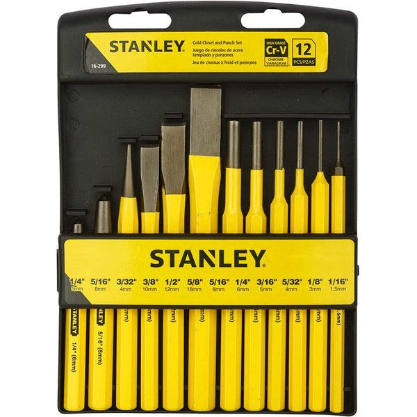 Punch & Chisel Set 12Pce C/w 6xPin, 1xNail & 2xCentre Punches And 3xCold Chisels