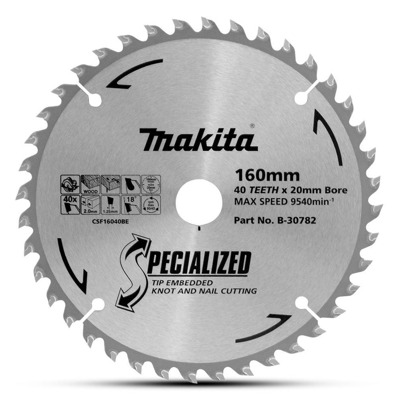 Makita Saw Blade TCT 160x20mm 40T WD/NAIL