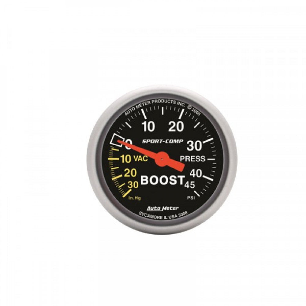 AutoMeter Sport Comp 30hg Vac/Boost 45 Psi