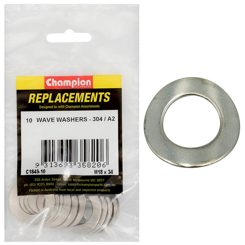 Washer Wave Stainless Steel M18 x 34mm 304/A2 10 Pack