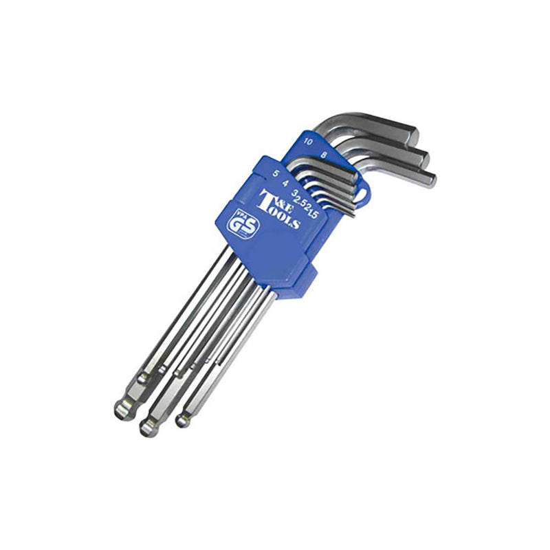 T&E Tools 9 Piece Metric Ball End Hex Key Set