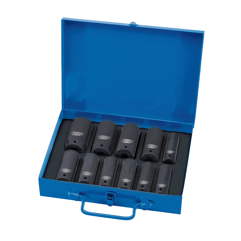 DRAPER 11pc HI-TORQ® 6 Point Metric Deep Impact Socket Set (1/2" Sq. Dr)