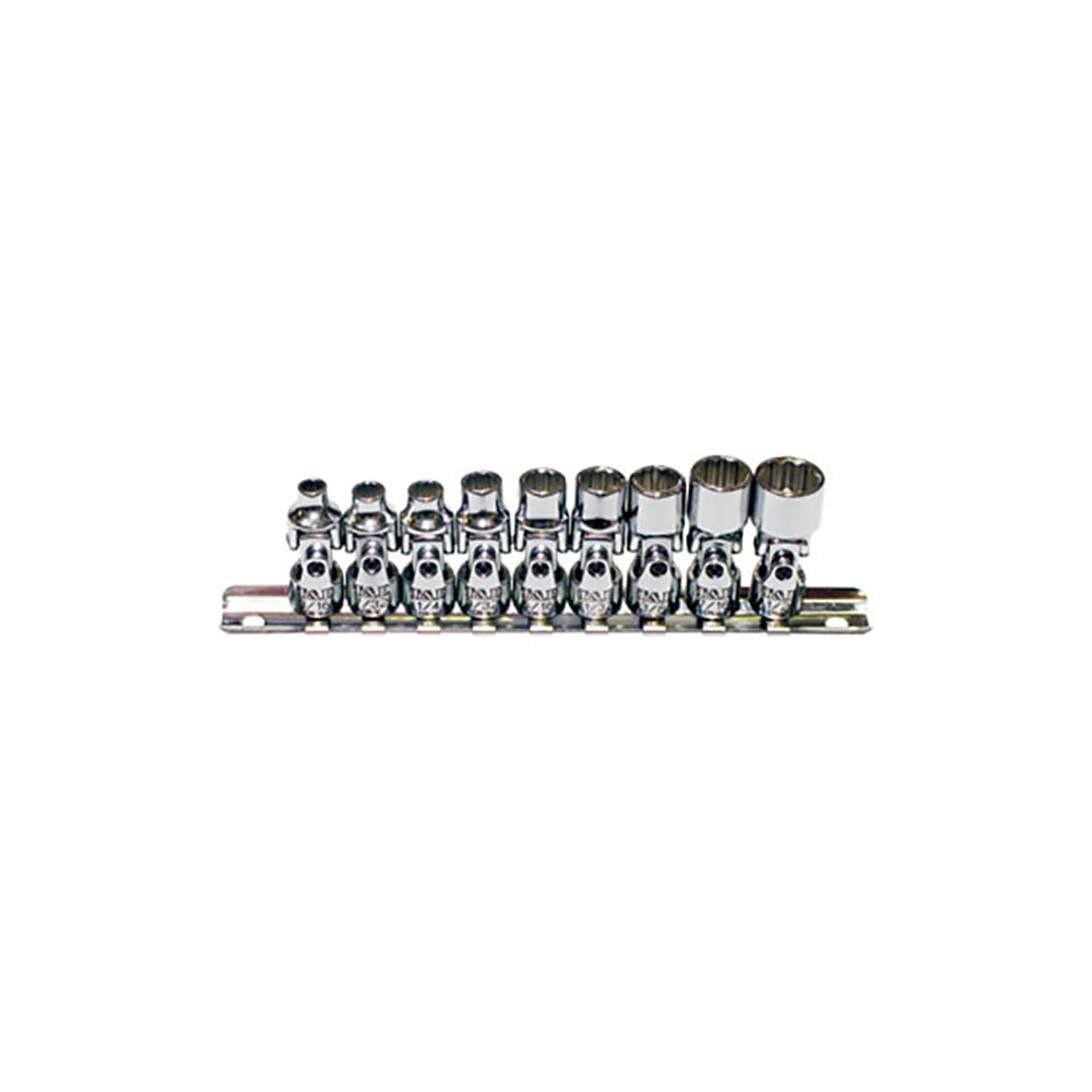 T&E Tools 1/4" Dr. 9Pc 12Pt SAE Univ.Socket Set