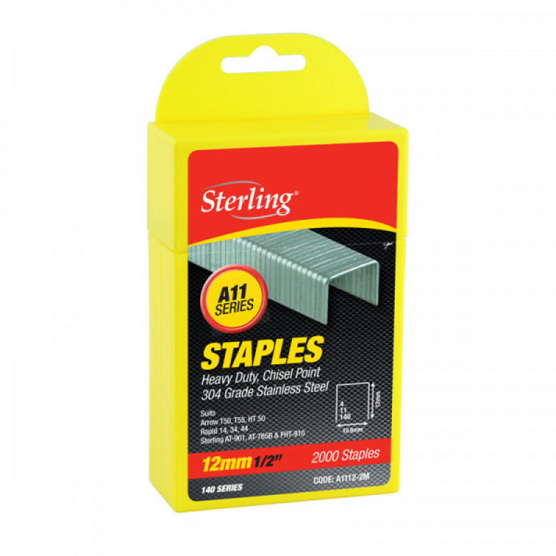 Sterling 140 Series Plastic Box Staples 12mm x 2000