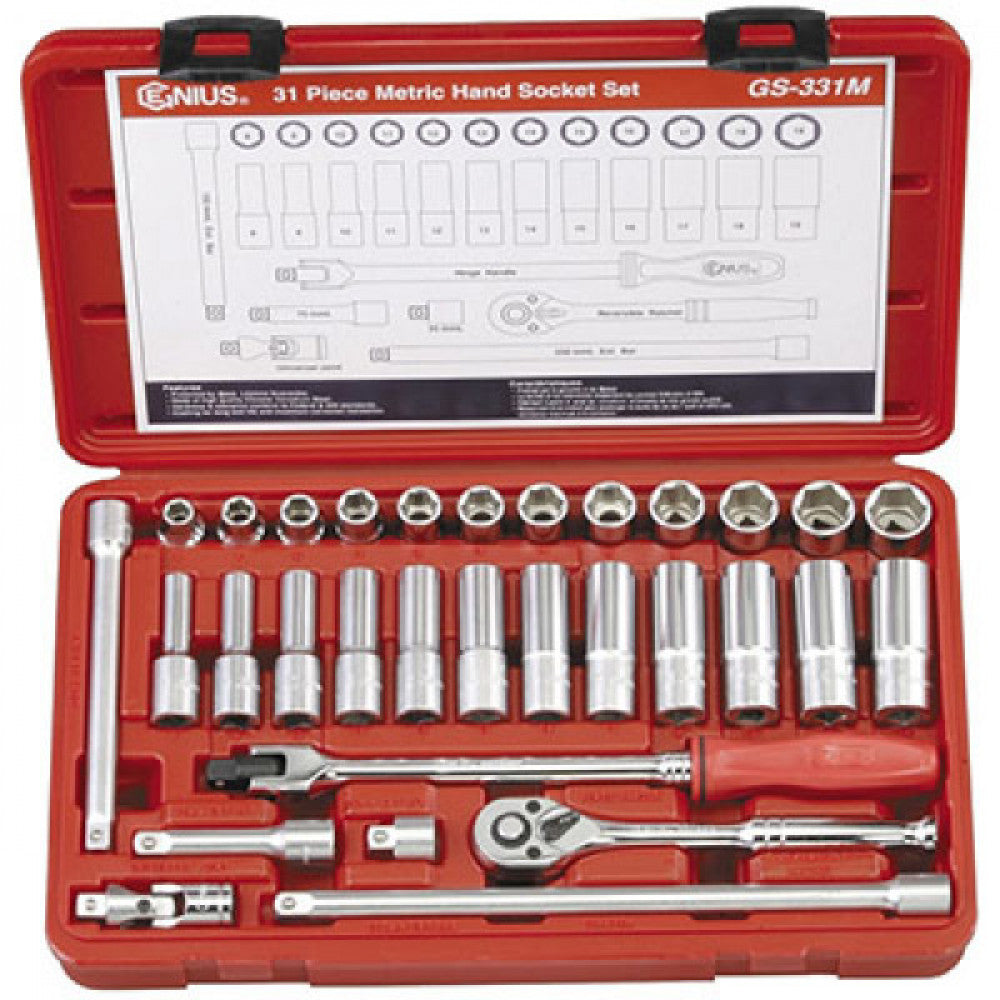 Genius 31Pc 3/8" Drive Metric Standard And Deep Socket Set