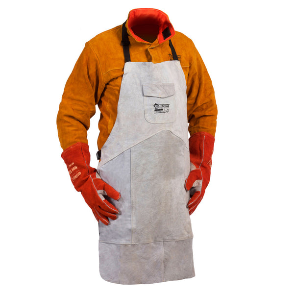 Fusion Chrome Leather Welders Apron, Kevlar Stitched