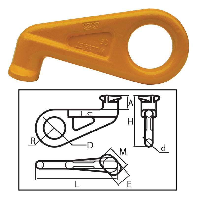 ITM G80 Eye Container Hook - Right 45 Degree