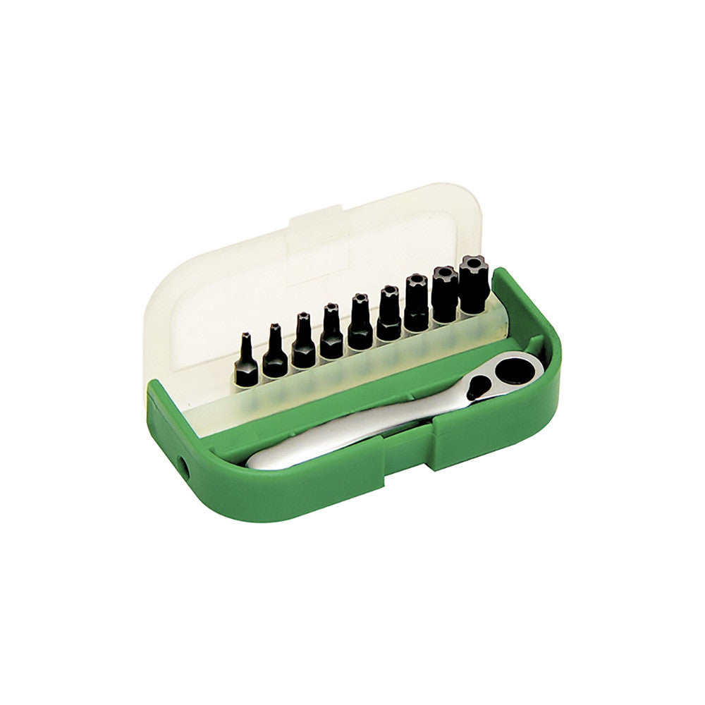 T&E Tools 10Pc 1/4" Hex 5Pt Tamper Torx Set
