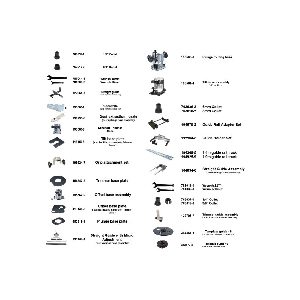 Makita 40Vmax XGT Brushless  *AWS , Base, Plunge Base & Laminate Trimmer Kit