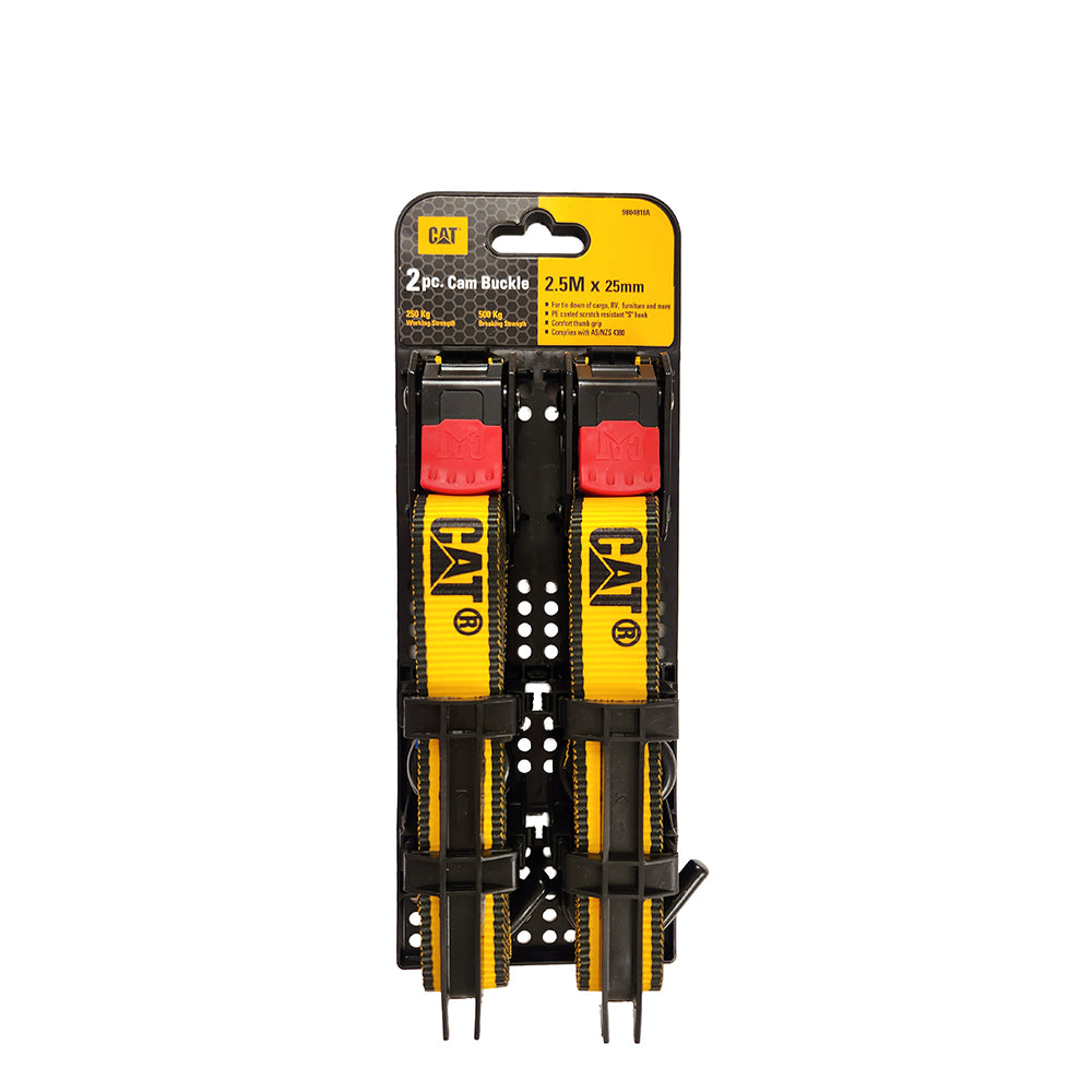 Cat 2.5M x 25mm, 2pc Cam Buckle Tie-Down Straps - 250KG