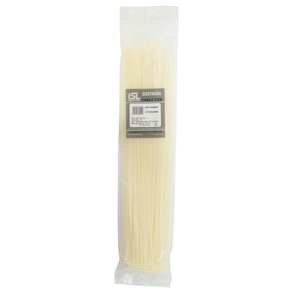 Isl 430 x 4.8mm Nylon Cable Tie - Nat. - 100Pk