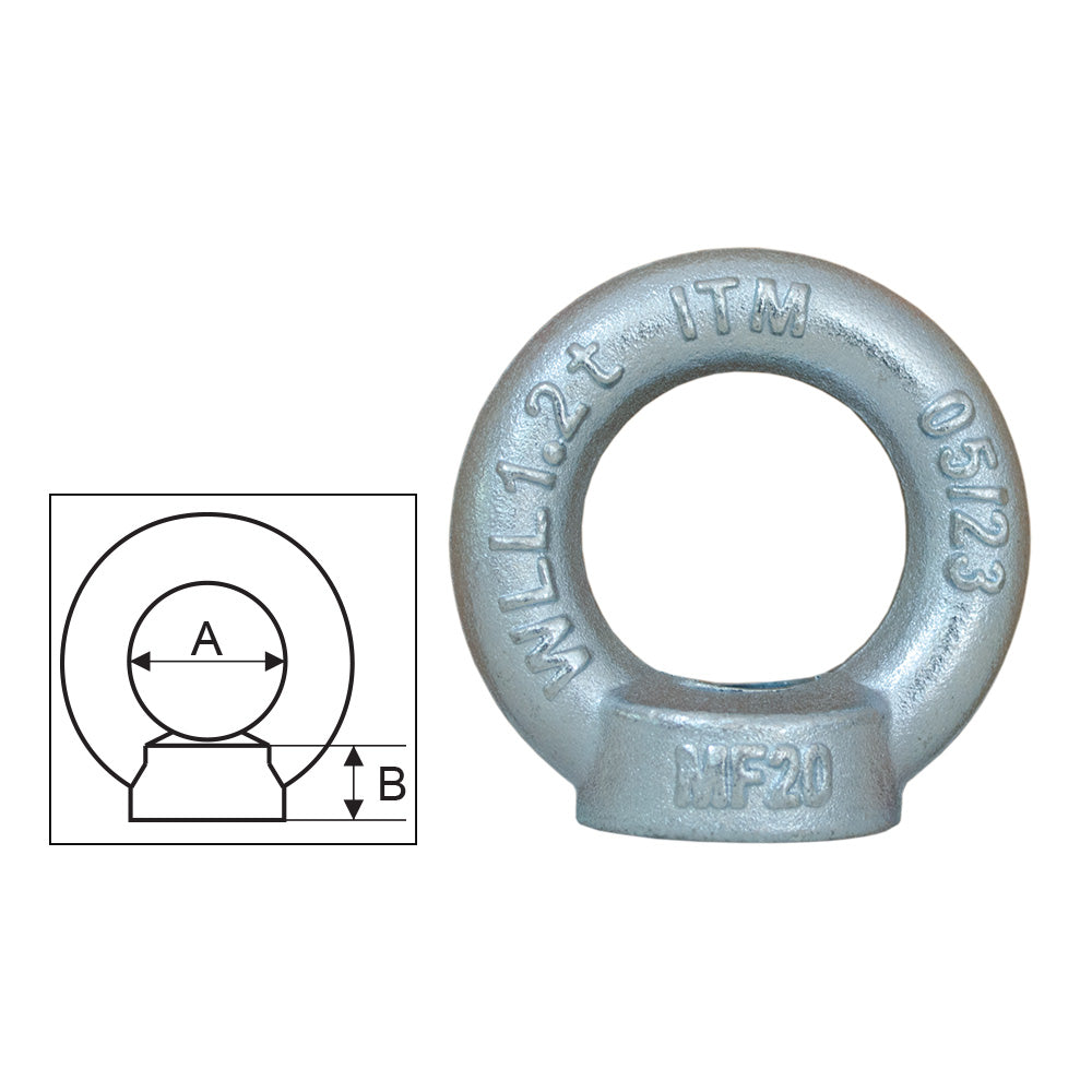 ITM Shouldered Eyenut W/ Metric Thread Din 582-12mm-0.3T
