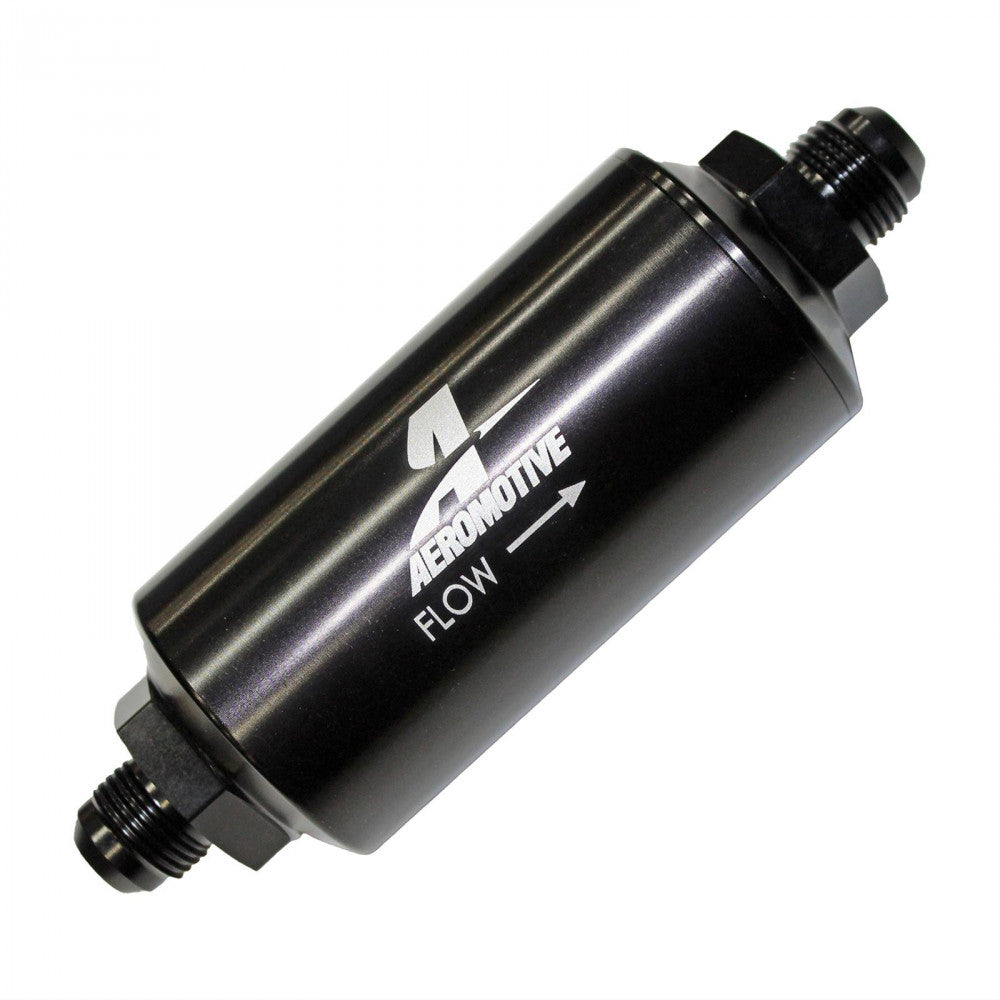 Aeromotive Fuel Filter Billet 100 Mic An-08 Inline Stainless Steel Element,Black