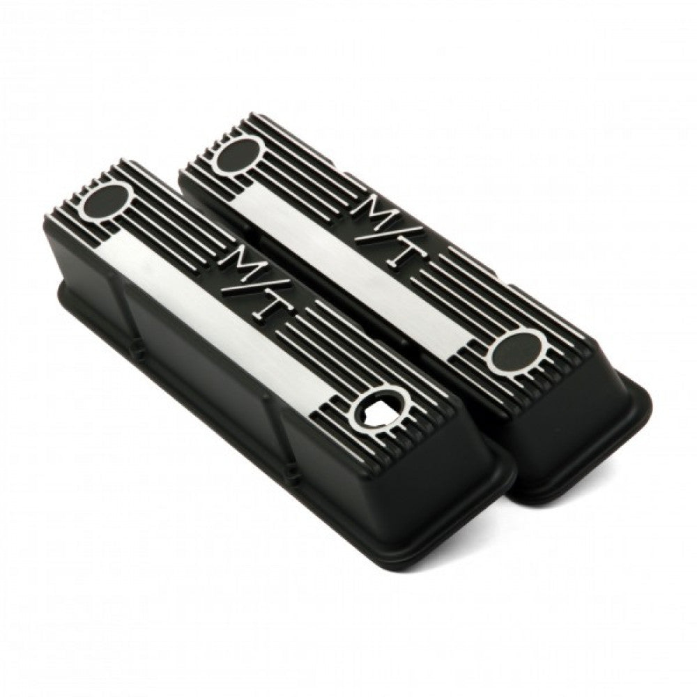 Holley Valve Covers Chev SB Black Cast M/T Vintage Series Set#241-83
