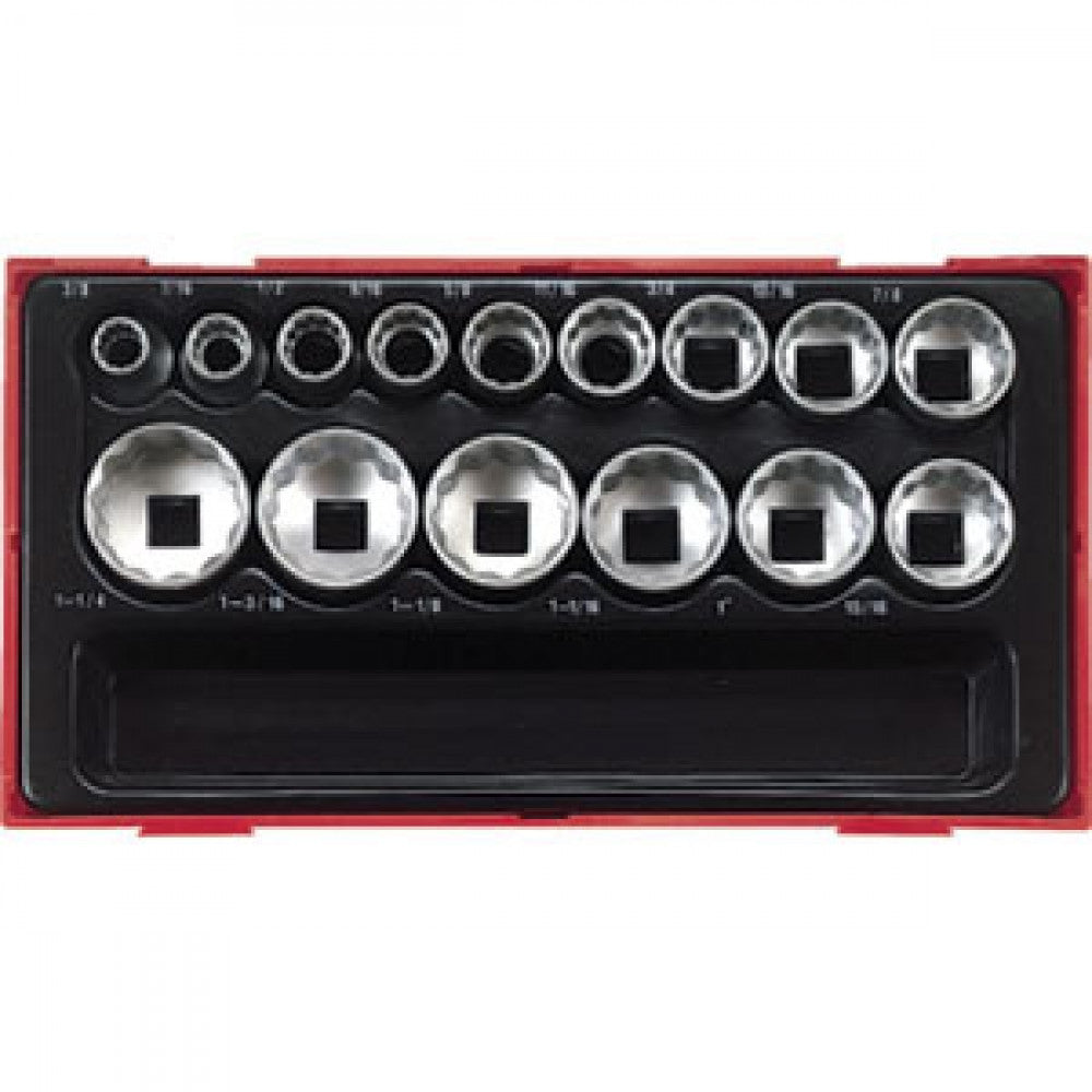 Teng 15Pc 1/2in Dr. Af Socket Set - Tc-Tray
