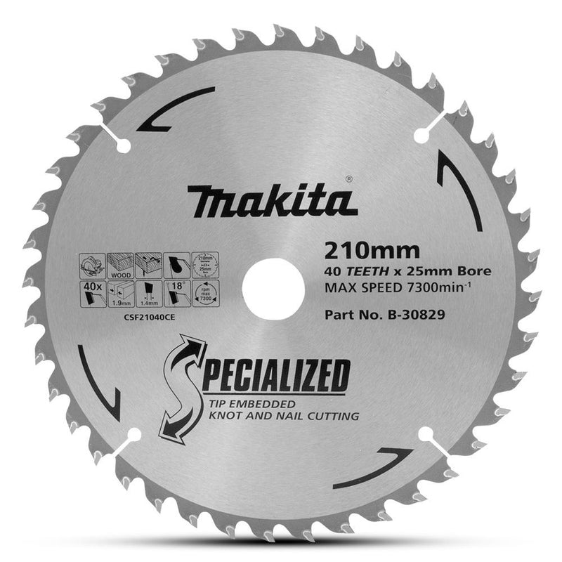 Makita Saw Blade TCT 210x25mm 40T WD/NAIL