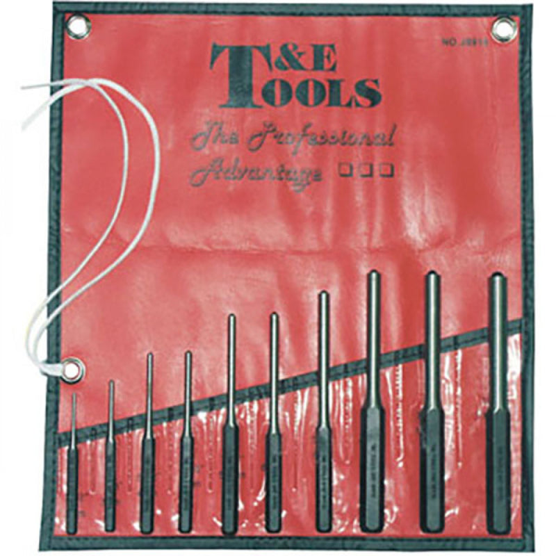 T&E Tools 10Pc Roll Pin Punch Set