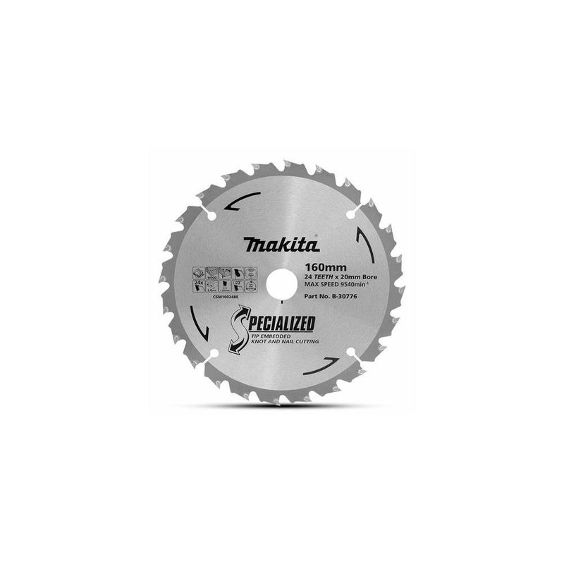 Makita Saw Blade TCT 160x20mm 24T WD/NAIL